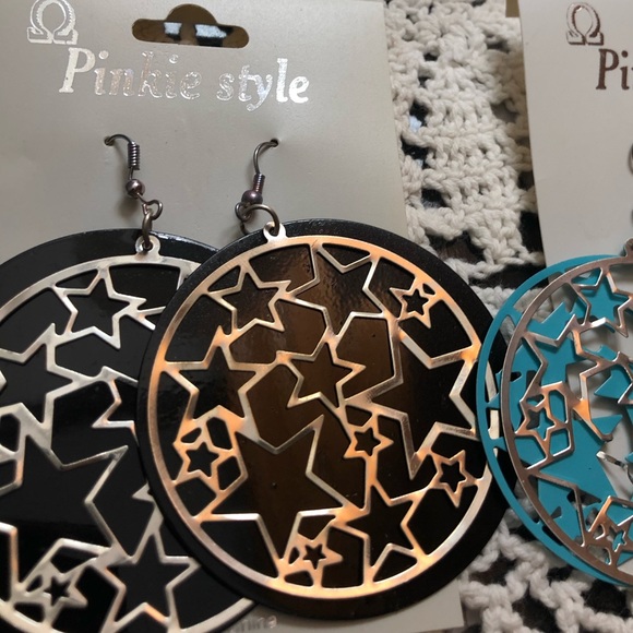 Big ✨ Stars ⭐️ Hoop Style Double layered Silver To - Picture 6 of 12